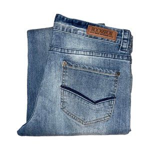 Rock & Roll Cowgirl Boyfriend Skinny Jeans Womens 29 Distressed Raw Hem Frayed